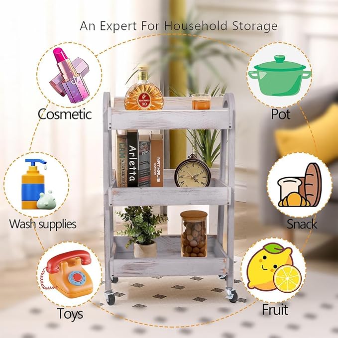 3-Tier Rolling Utility Cart - Image 4