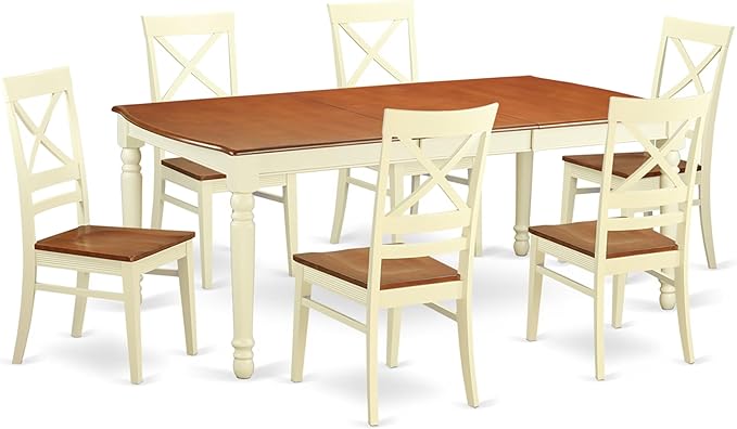 East West Furniture DOQU7-WHI-W 7 Piece Dining Room Table Set Consist of a by EastWestFurniture
