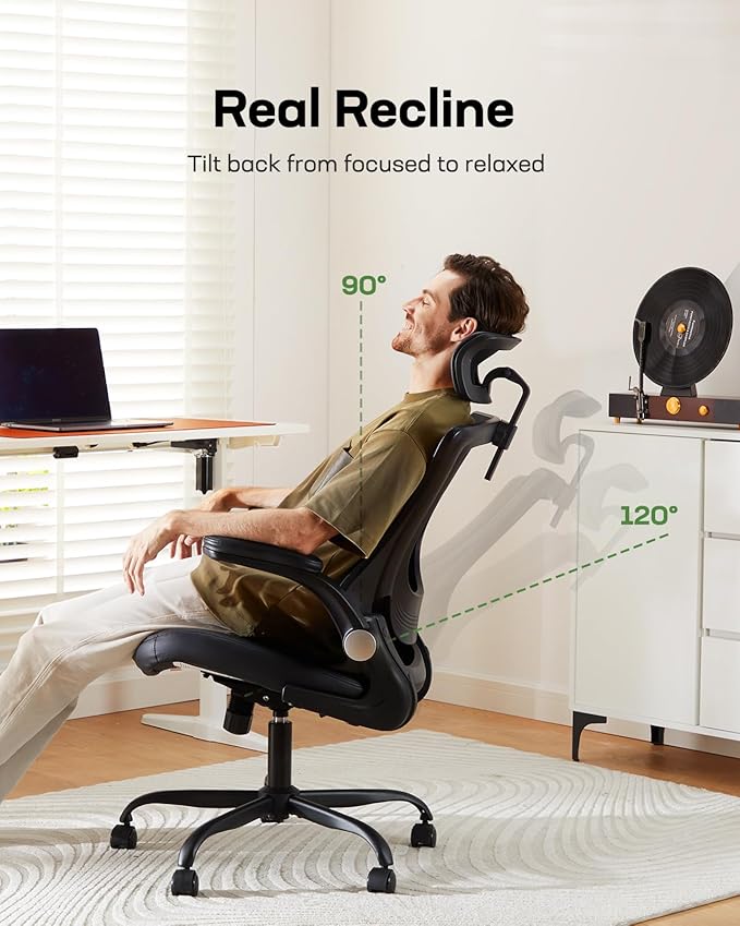 Marsail Office Chair Ergonomic Desk Chair, 360°Swivel Mesh Back Wide Computer - Image 4