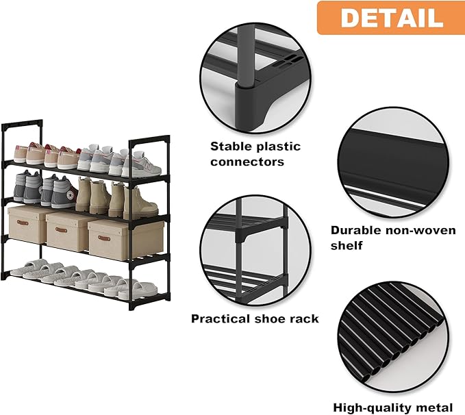 Calmootey 4-Tier Shoe Rack, Tall Large Capacity 20 Pairs Shoes Storage Organizer - Image 8