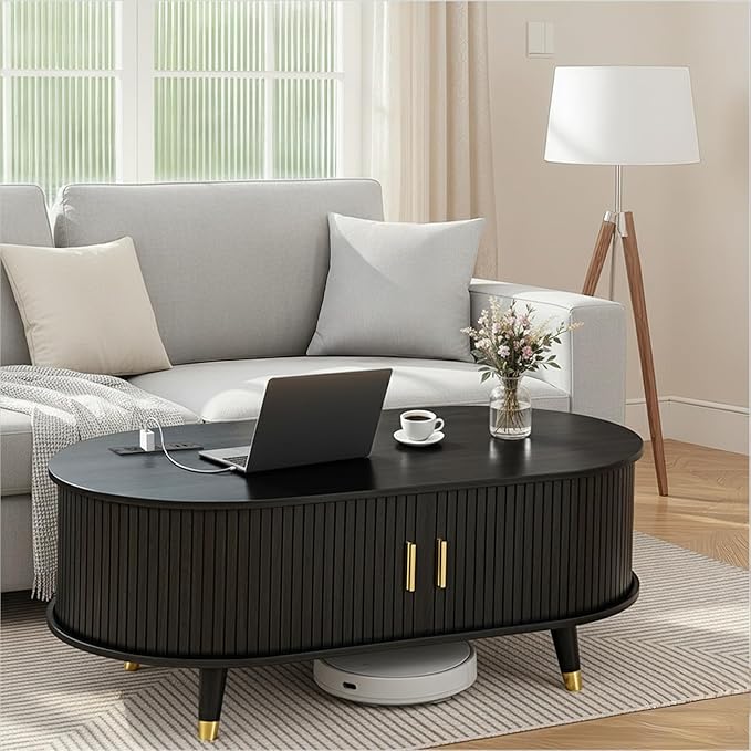 Mid-Century Fluted Oval Coffee Table by FAVSH