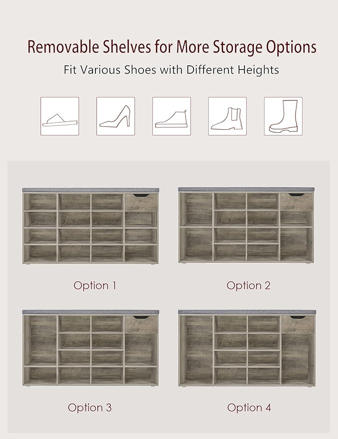 DINZI LVJ Shoe Bench, Entryway Storage Bench - Image 4