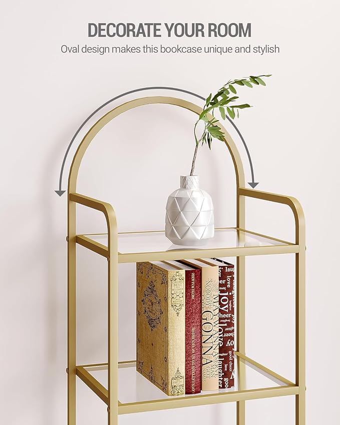 Bookcase Bookshelf, Tempered Glass Bookshelves, Slim Shelving Unit - Image 5