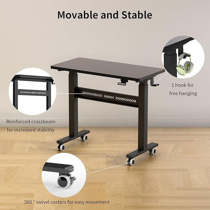 Mobile Walking Pad Desk with Wheels, Pneumatic Small Rolling Standing Desk - Image 6
