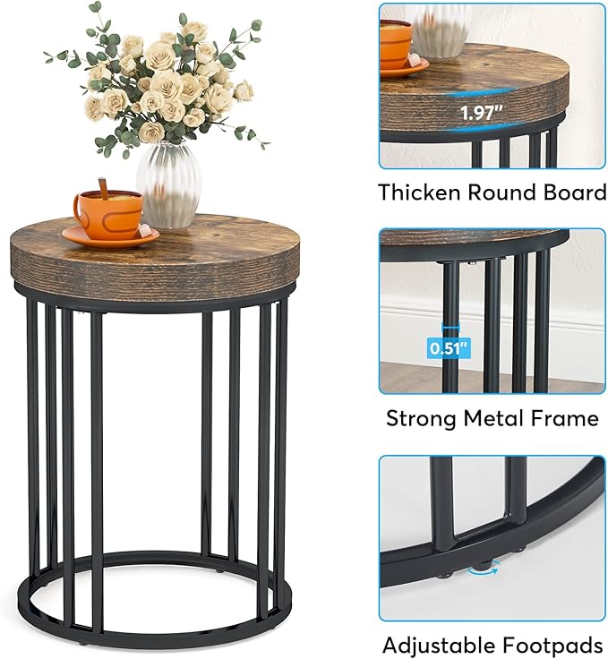 Tribesigns Round End Table, Modern Side Small Accent Nightstand - Image 7