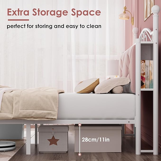 Full Upholstered Canopy Bed Frame - Image 5