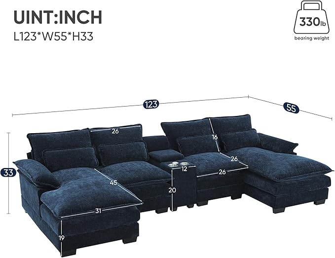 Merax 123" Modular Sectional Couches - Image 2