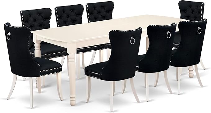 East West Furniture DODA9-LWH-24 9 Piece Kitchen Table Set Includes a Rectangle by EastWestFurniture