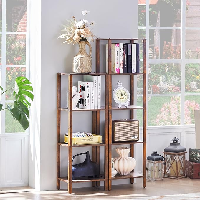 4 Tier Tall Wooden Bookshelf - Image 4