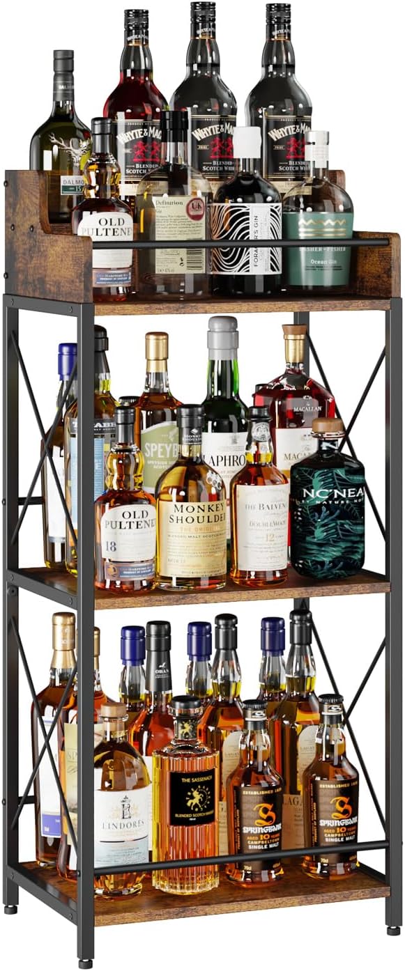 KLM Liquor Bottle Display Shelf, Coffee Syrup Rack Organizer, 3 Step Countertop by KLM