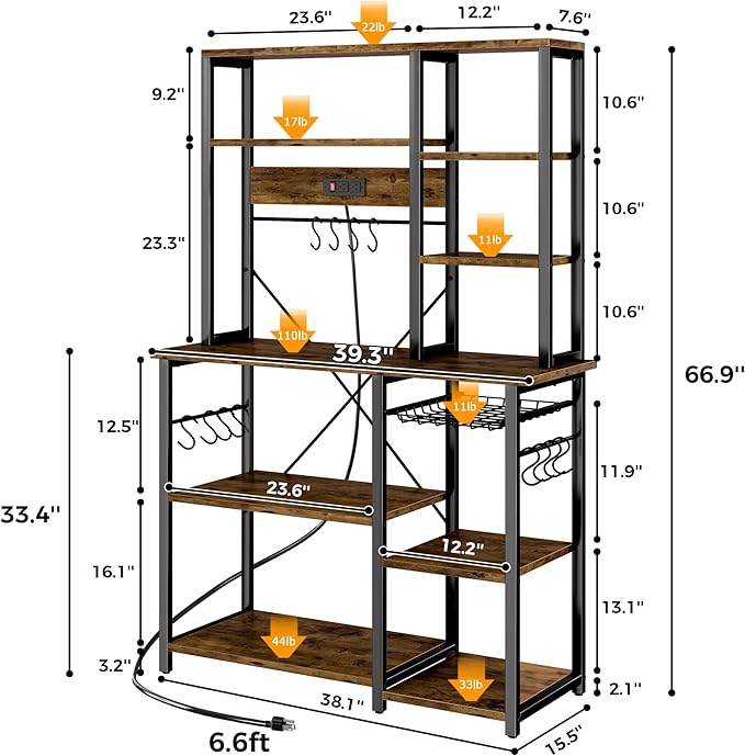 SUPERJARE Large Bakers Rack - Image 3