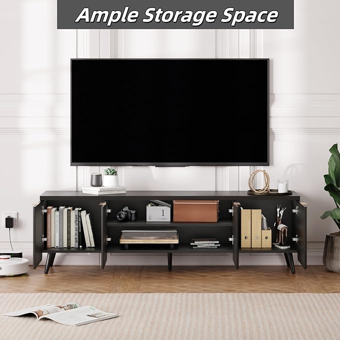 TV Stand for Living Room, Fluted Television Cabinet - Image 3