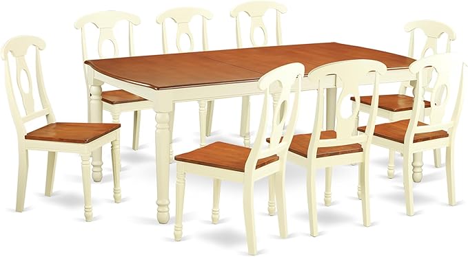 East West Furniture DOKE9-WHI-W 9 Piece Dining Room Furniture Set Includes a by EastWestFurniture