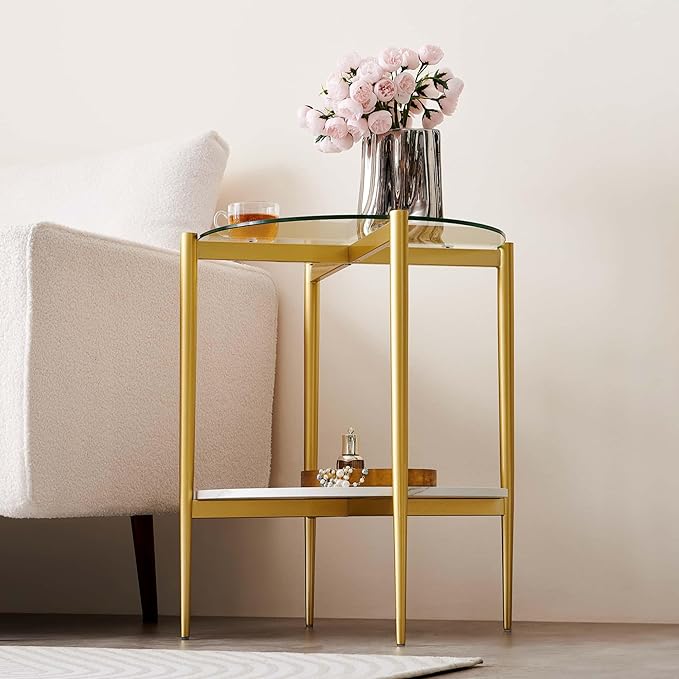 Round Glass End Table, Mid-Century Modern Design Sofa Table - Image 5