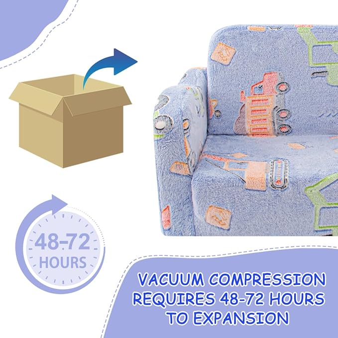 Toddler Chair and Couch, 2 -in-1 Toddler Couch Fold Out, Convertible Chairs - Image 7