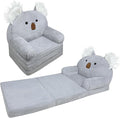 Toddler Chair with Faux Rabbit Fur – 2-in-1 Foldable Kids Couch, Koalas Design by QIUODO