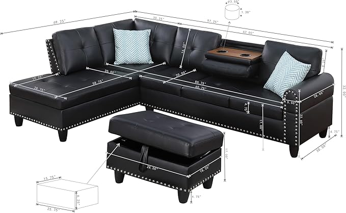 Ball & Cast 98" L Shaped Sectional Couch - Image 2