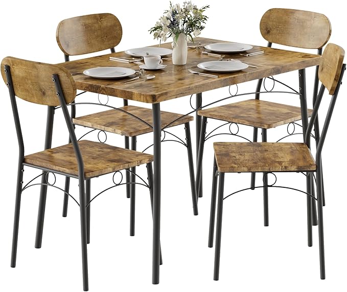 VECELO Dining Table Set for 4, 5-Piece Kitchen Table - Image 8