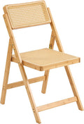 Rattan Folding Chair, Modern Mid Century Dining Chair Set of 1, Outdoor Bamboo by Furlide