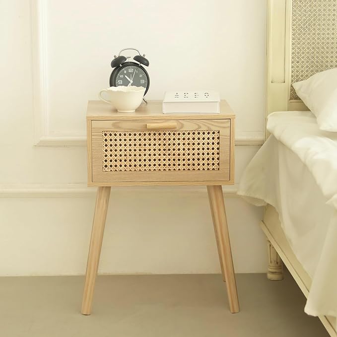 AWASEN Rattan Nightstand, Bedside Table by AWASEN