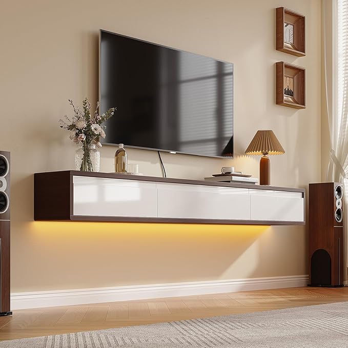 Floating TV Stand High Gloss, Floating TV Console, Under TV Shelf - Image 4