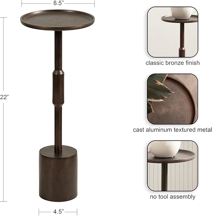Kate and Laurel Truxton Modern Round Metal Drink Table, Transitional Cast - Image 3