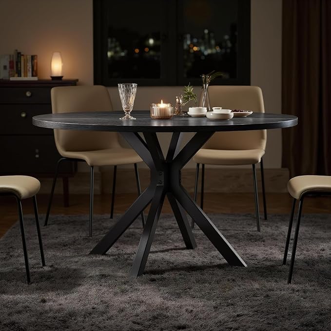 47 Inch Round Dining Table for 4, Modern Round Dinner Table Small Mid Century - Image 6