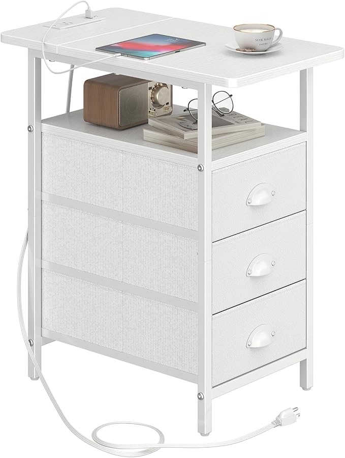 End Table with Charging Station, Side Tables Livingroom with USB Ports and by Unknown