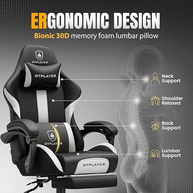 GTRACING Gaming Chair with Foot Rest & Pocket Spring Cushion, Ergonomic High - Image 5