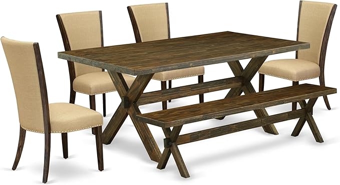 East West Furniture X777VE703-6 6 Piece Dining Set Contains a Rectangle Dining by EastWestFurniture