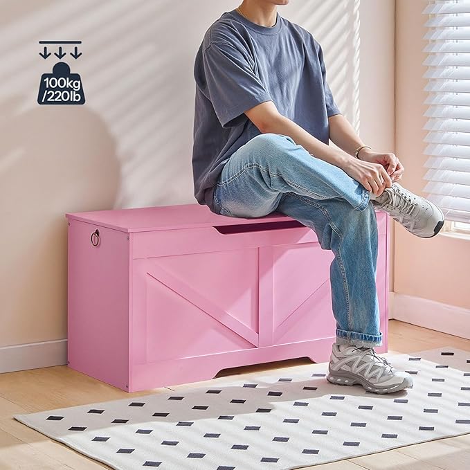 HOOBRO Storage Bench, 39.4" Retro Wooden Storage Chest - Image 5