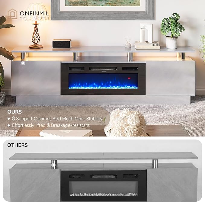 80" TV Stand & Entertainment Center, Media Console - Image 3