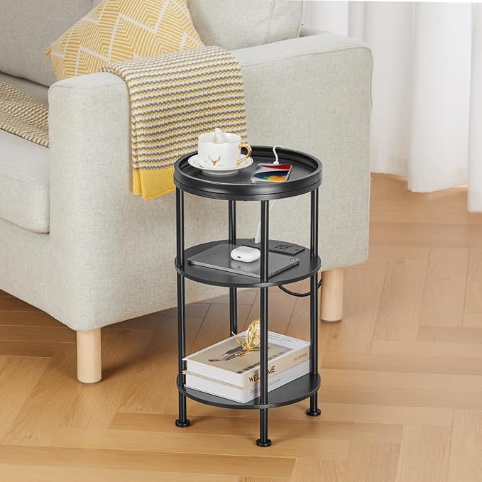 Small Round Side Table with Charging Station - Image 5