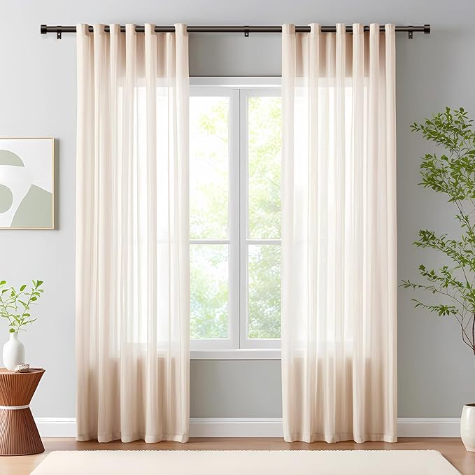 2 Pack Curtain Rods for Windows 72 to 144 Inch, 1 Inch Bronze Curtain Rods Set - Image 2