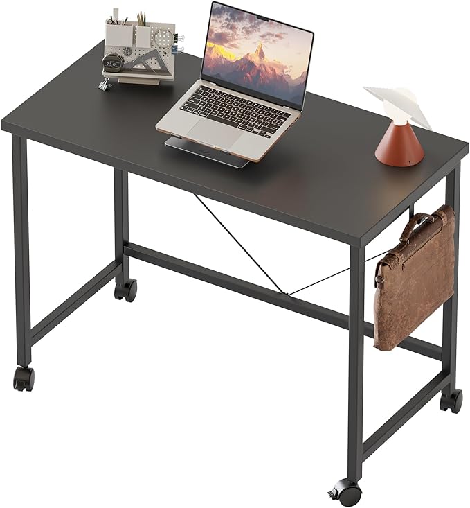 Rolling Computer Desk with Wheels, Gaming Desk by MERICONIA