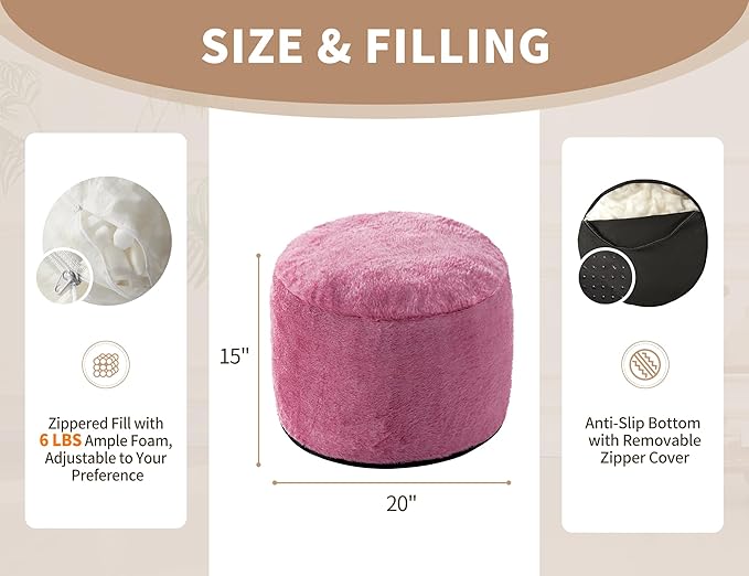 Round Storage Ottoman Bench 20"x15" Round Ottoman Cover - Image 2