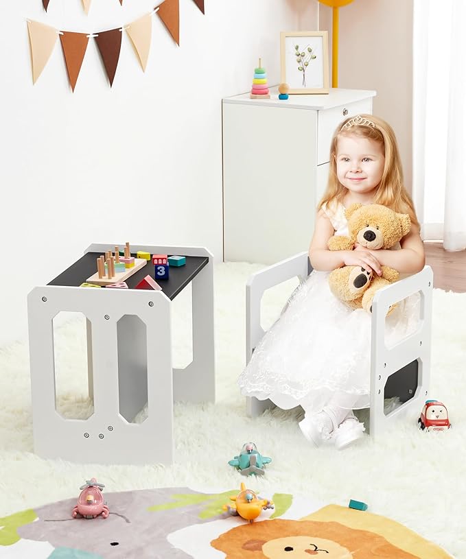 Kids Table and Chair Set, 3-in-1 Wooden Children's Furniture - Image 6