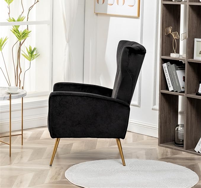 Container Furniture Direct Modern Velvet Accent Chair, Channel Tufted Bedroom - Image 6