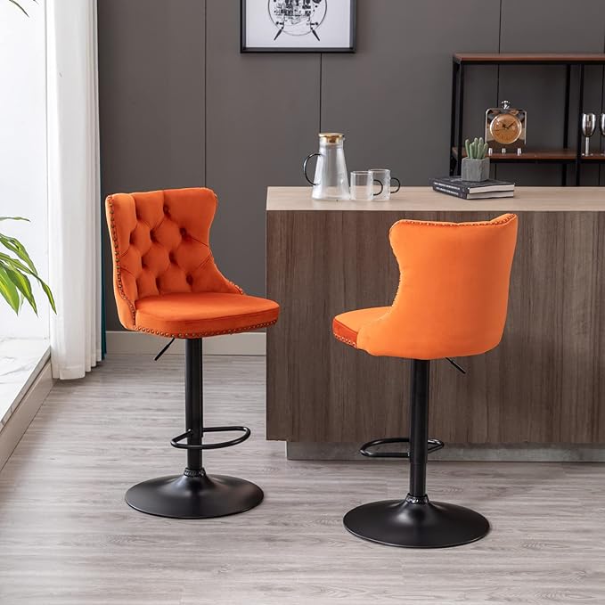 PacknWood Acosure Swivel Velvet Barstools Adjusatble Seat Height from 25-33" - Image 6