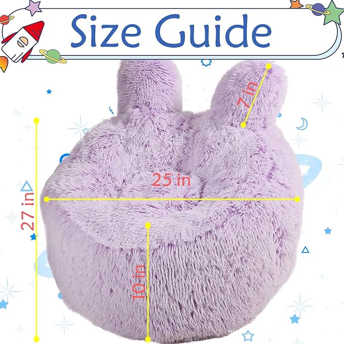 Bean Bag Chair for Kids with Plush Faux Fur Cover, 2.5FT Memory Foam Filled - Image 2