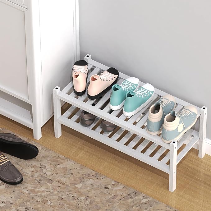 Shoe Rack 2-Tier Organizer-Stackable Storage Shelf - Image 4