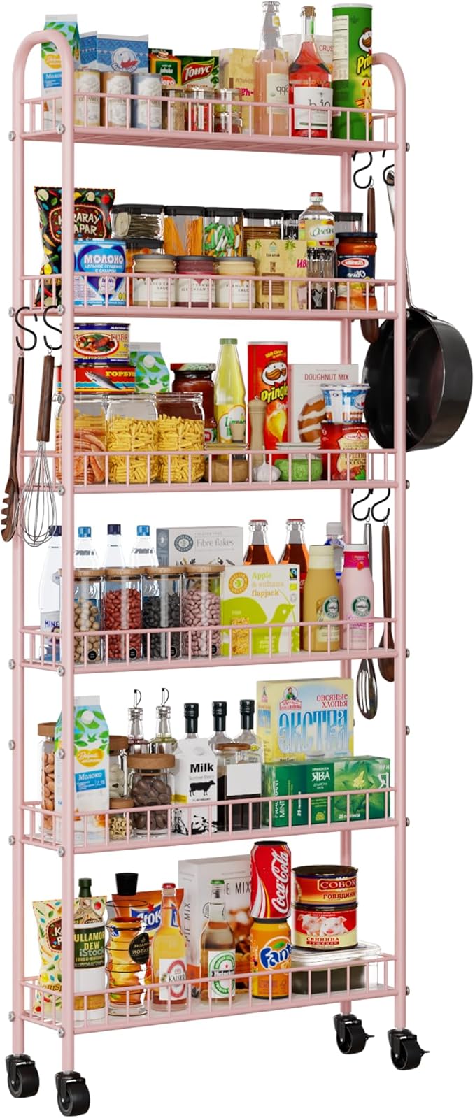 6-Tier Slim Storage Cart, Rolling Kitchen Cart by VKTO