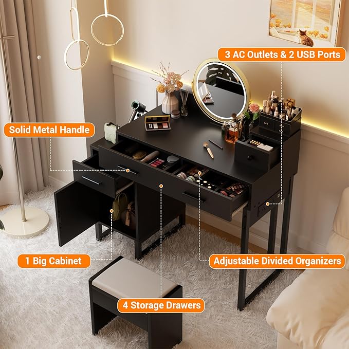 Vanity Desk with 4 Storage Drawers - Image 5