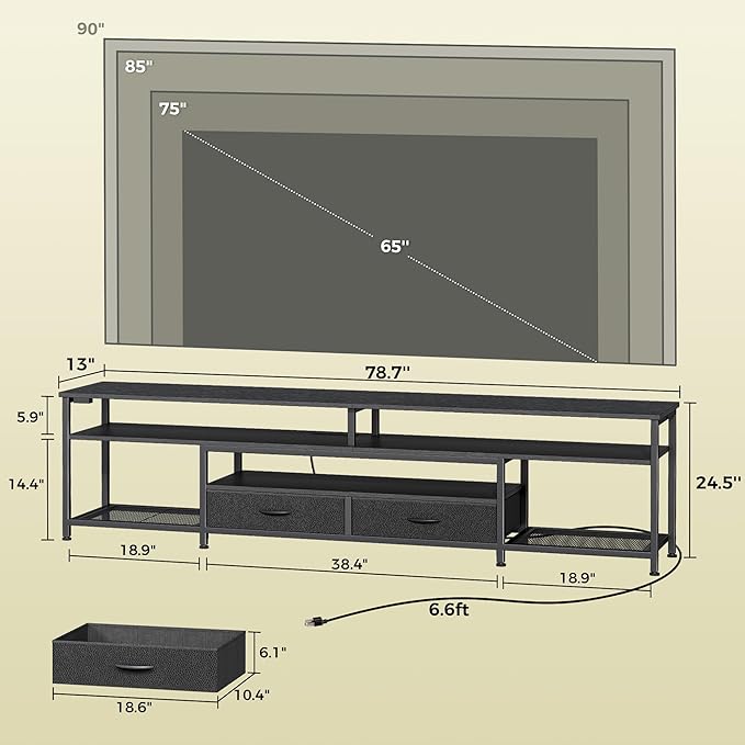 Huuger 79 Inch TV Stand for 85, 90 Inch TV, Entertainment Center - Image 6