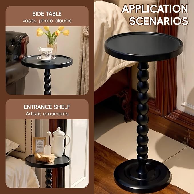 Small Accent Wood End Table, 12inch Round Bedside Table, Natural Side Table - Image 6