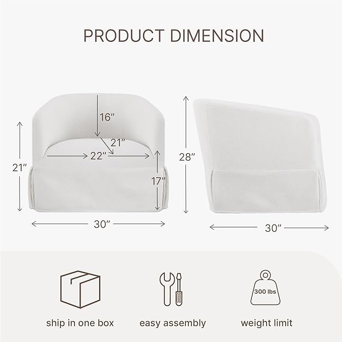 Swivel Accent Chair, 360 Degree Performance Fabric Armchair Modern Barrel - Image 2
