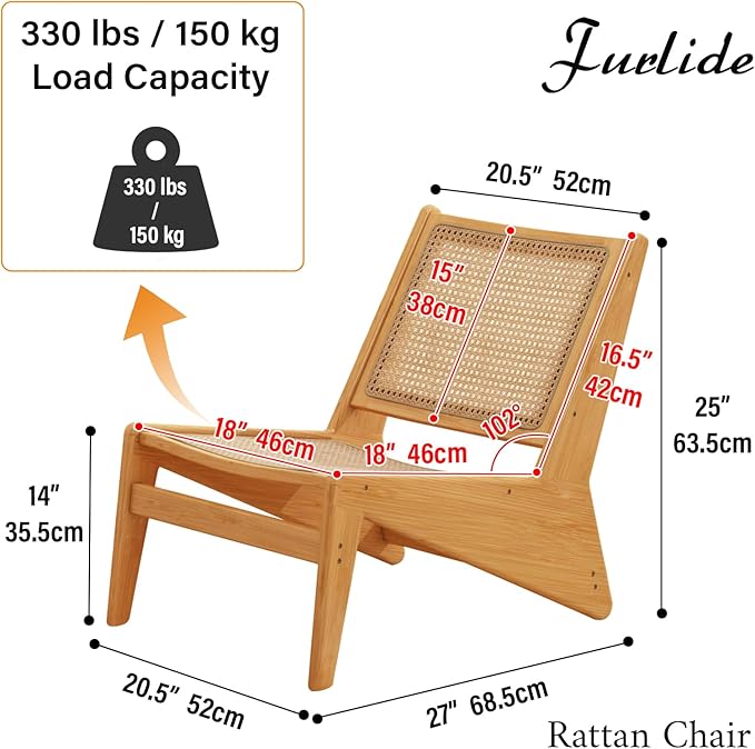 Rattan Chair 2Pcs, Mid Century Modern Accent Chair, Leisurely Reading Chair - Image 3