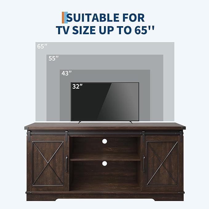 GAOMON Farmhouse 59" TV Stand Up to 65 Inches, Mid Century Modern TV - Image 5