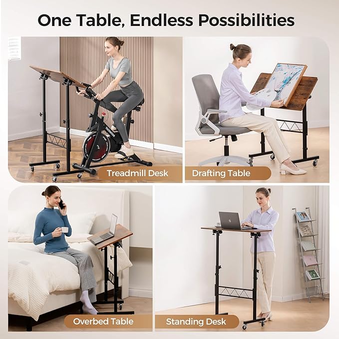 COMHOMA Small Standing Desk Adjustable Height & Tiltable Tabletop, Mobile Stand - Image 6