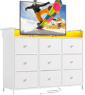 Nicehill 9 Drawer Dresser for Bedroom, Led Light White Dresser, TV Stand for by Nicehill